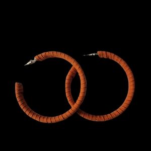Orange Suade Hoop Earrings
